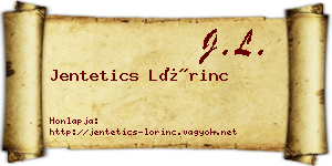 Jentetics Lőrinc névjegykártya