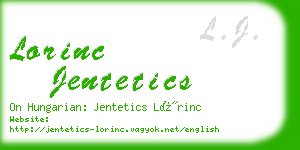lorinc jentetics business card